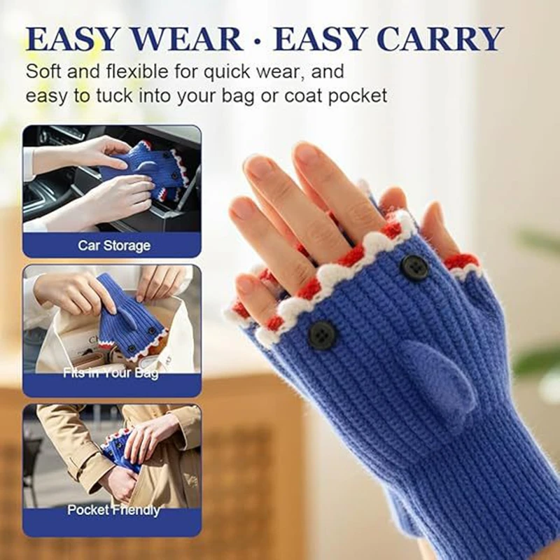 

Зимняя новинка, милые вязаные перчатки с изображением акулы и рыбы, унисекс, мультяшные перчатки с полупальцами, термоперчатки без пальцев, рождественский подарок