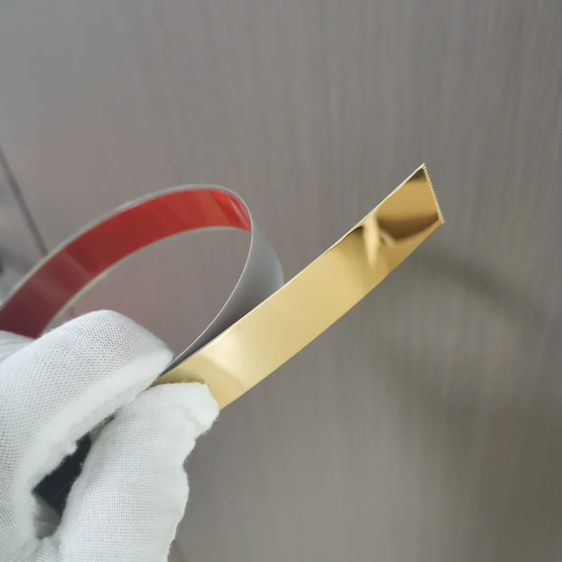 شريط زخرفي مسطح من الفولاذ المقاوم للصدأ بطول 2.5 متر، خط معدني لجدار الخلفية، شريط خصر من التيتانيوم، شريط مسطح. #3