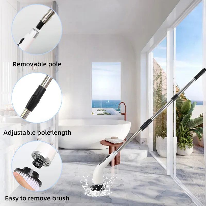 

30W Electric Cleaning Brush 9 in1 2600mAh Wireless Adjustable Electric Rotary Clean Brush Shower Cleaning Brush Kitchen Bathroom
