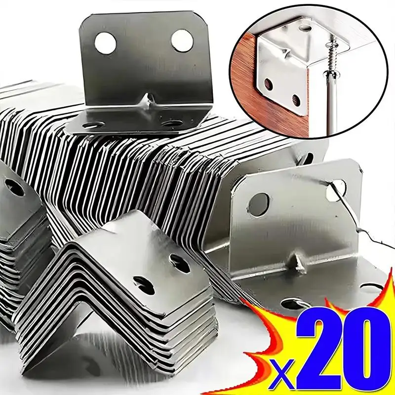 Heavy Duty Angle Iron Board Bracket 10/20pcs for Furniture Table Chair Cabinet Wardrobe Fixed Connector Stability Solution