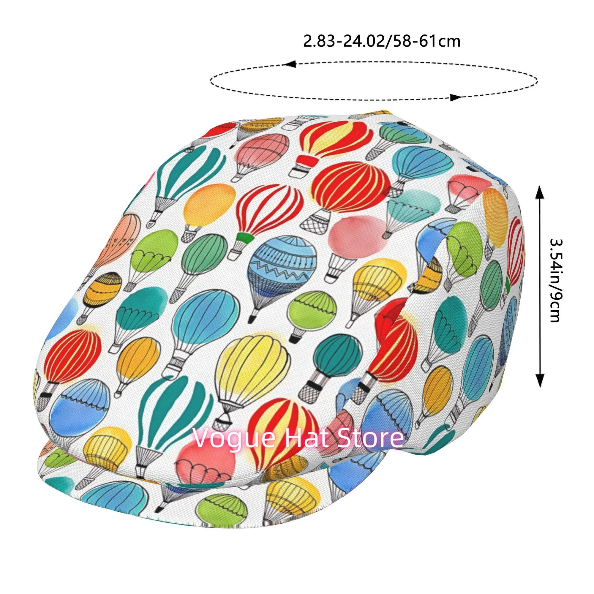 1pc Colorful Hot Air Balloon Journey for all-Over Printed Beret, Retro Newsboy Cap, Unisex, a Must-Have Fashion Accessory for Ou