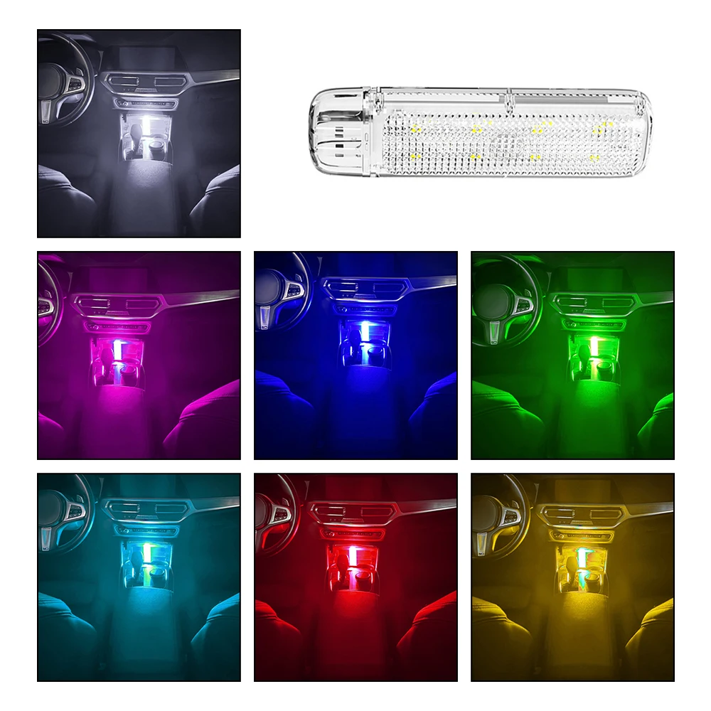 

1pc LED Foot Colorful Breathing Lights Touch Light-Charging USB Wireless PC Plastic Car Interior Accessories 95*28*13.5mm