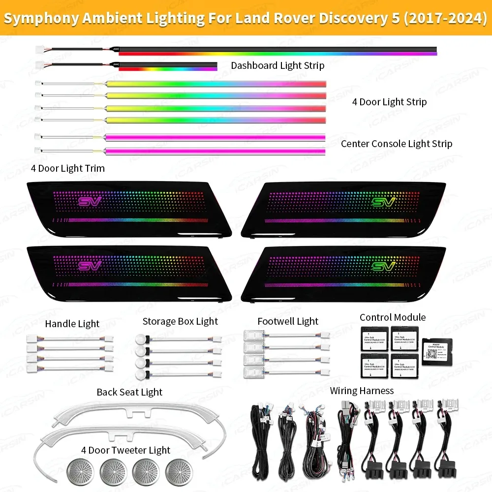 

Upgrade Symphony LED Car Interior Ambient Lighting for Land Rover Discovery 5 2017-2024 Decoration Accessories