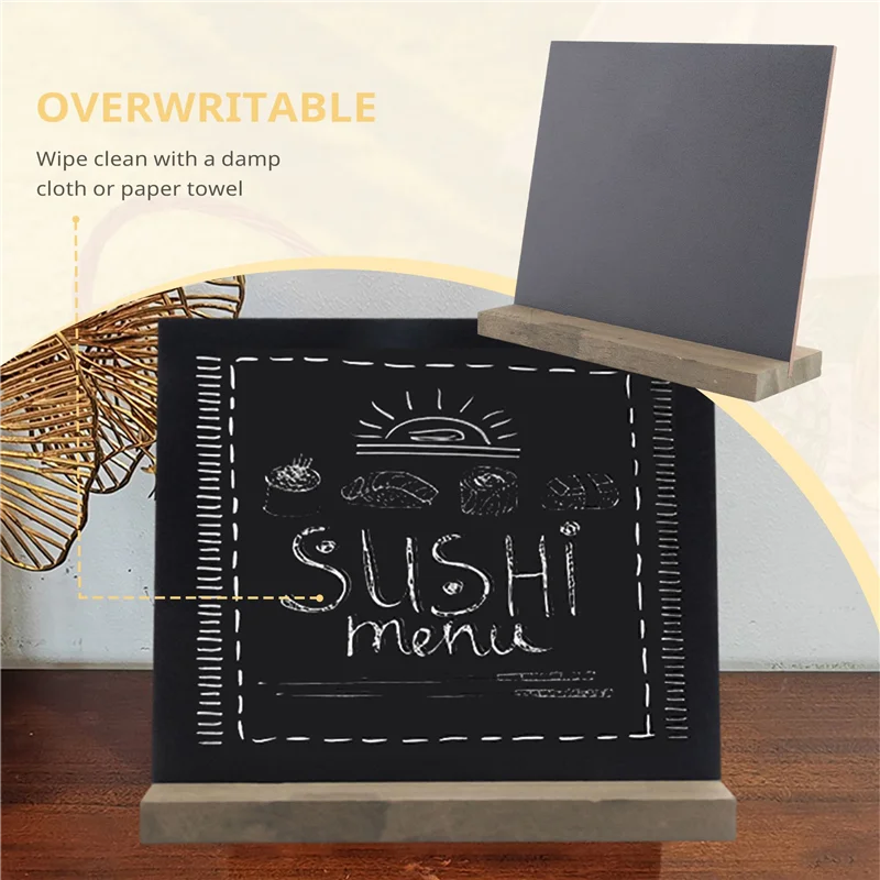 6 عبوات من لافتات سبورة الطباشير الريفية مع حامل خشبي لعلامات زينة الزفاف ملصقات سبورة مقاس 6 × 5 بوصة