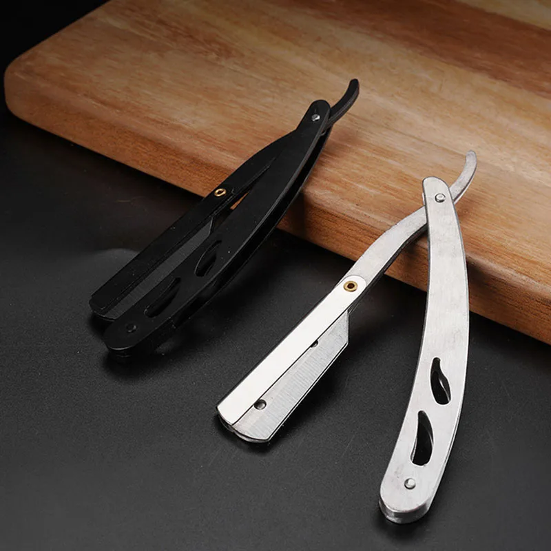 

MAIZIUP Professional Barbershop Shaver Stainless Steel Shaver Folding Shaving Rack with Wiping Cloth Shaving Knife Barber Tool