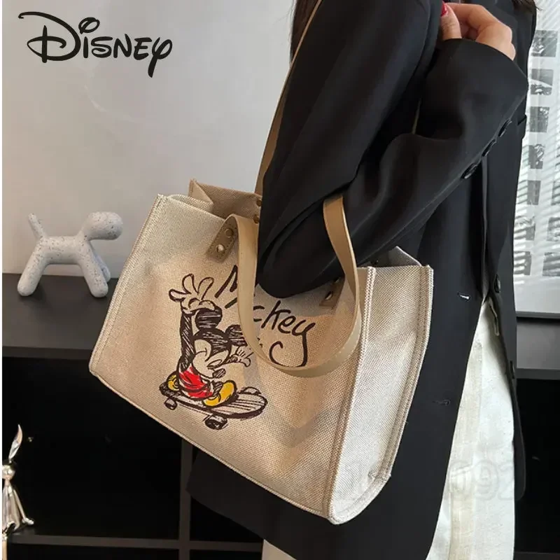 Disney Mickey New Women's  Handbag Cartoon Cute Women's Shoulder Bag Fashion Women's Bag Canvas Large Capacity Multifunctional