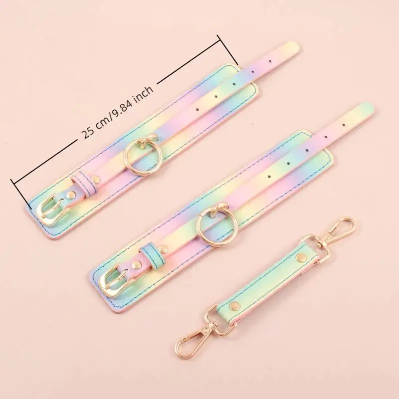 For Couples Accessories Rainbow Handcuffs For Sex Ankle Cuff Restraints Bondage Bracelet BDSM Woman Erotic Adult Sex Toys - view 6