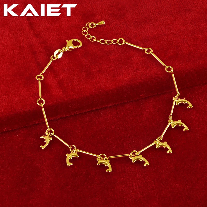 

KAIET 925 Sterling Silver Little Dolphin Pendant Bracelet Plated With 18K Gold Wedding Party For Women Charm Fine Jewelry