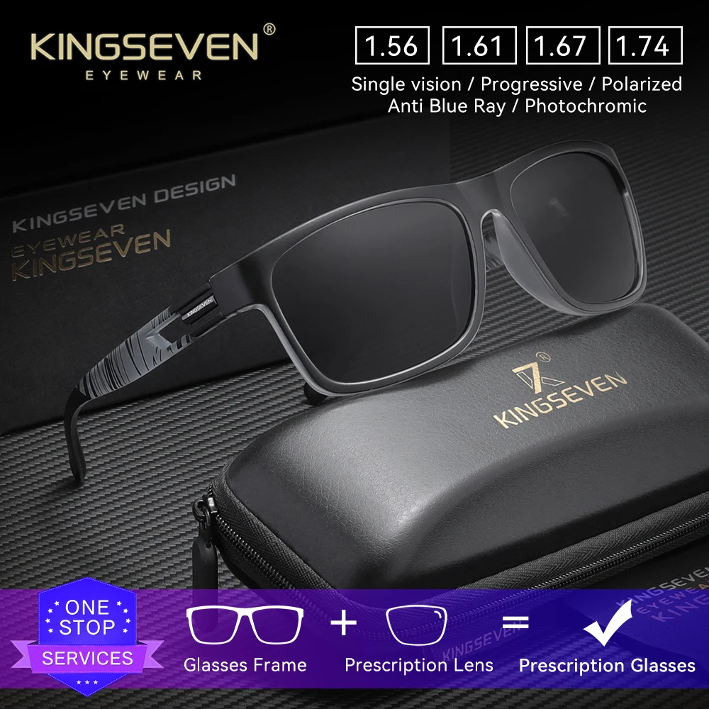 

KINGSEVEN Causal Myopia Hyperopia Sunglasses Prescription Optical Lens Eyeglasses Men Women Outdoor Polarized Driving Glasses