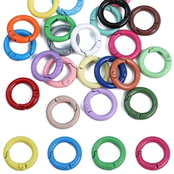 About10Pcs Randomly Mixed Color Alloy Spray Painted Circular Keychain DIY Jewelry Accessories Spring Opening Ring