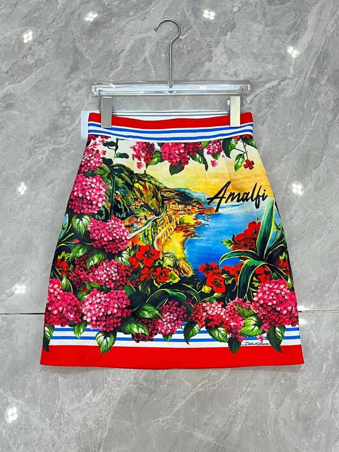 

Faionable High Waist A-Line Skirt Embroidered Ball Texture High Quali Polyester Fabric Sea View Ele ort Skirt