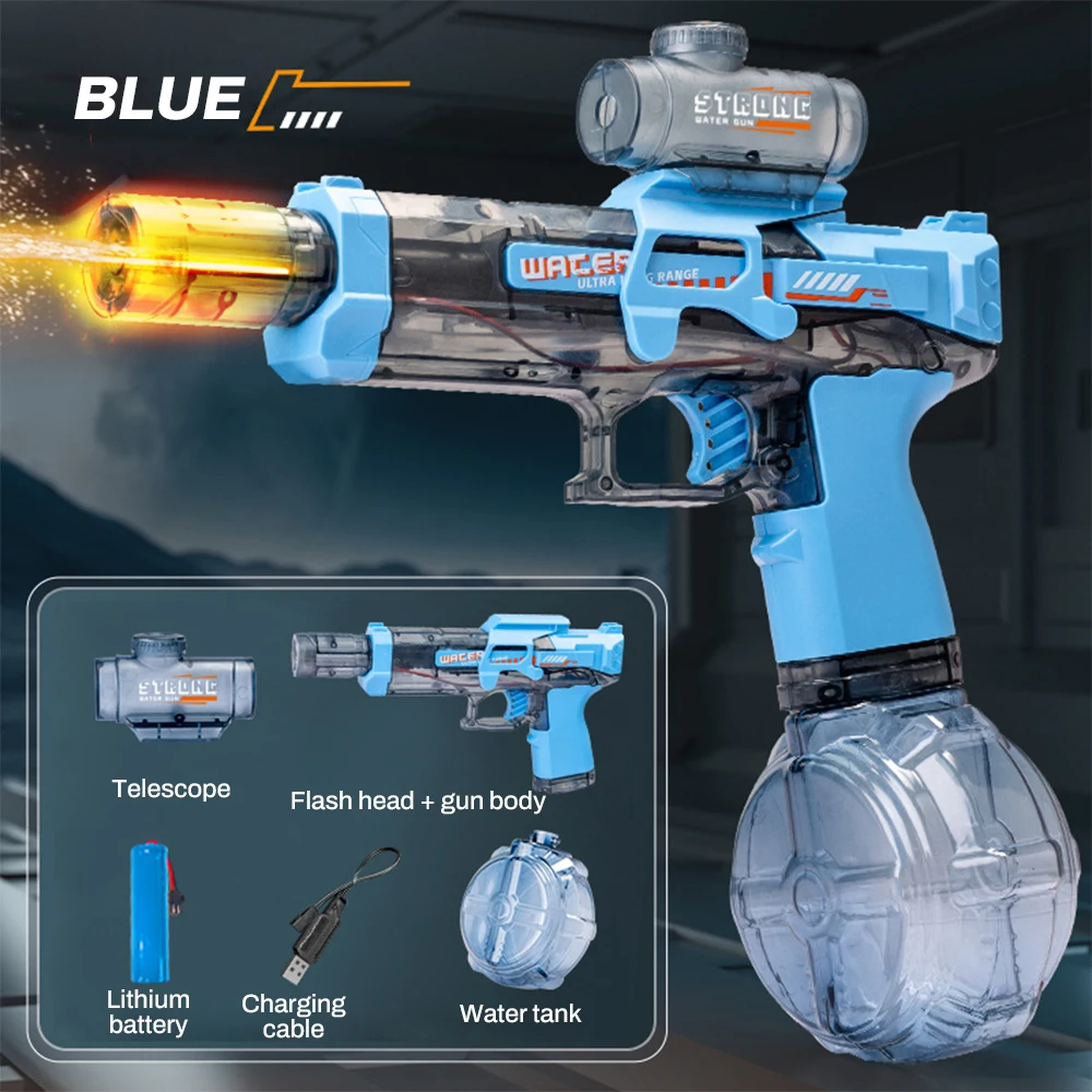 

New Electric Water Gun With Realistic LED Light Effects High-pressure High-speed Powerful Outdoor Water Gun Toys USB charging