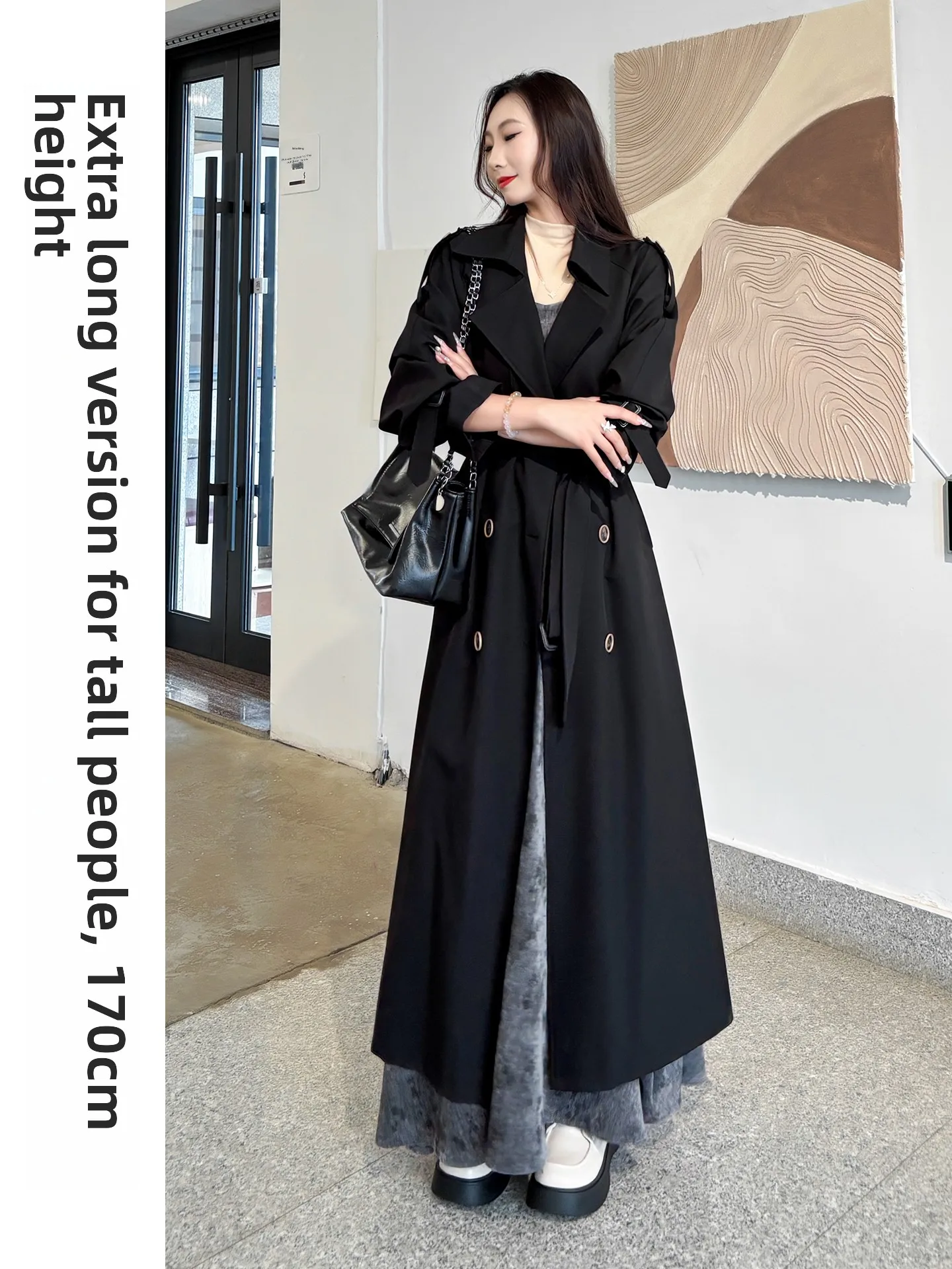 

Женское пальто Ele Long Bla, осенний сезон 2022, удлиненная версия с высокой талией, модный корейский повседневный свободный крой