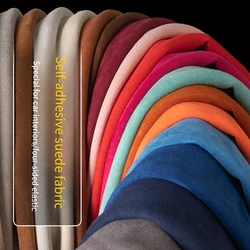 4 Sides Elastic Self-adhesive Suede Fabric By The Meter for Car Interior Modification Upholstery Counter Sewing Wearable Cloth
