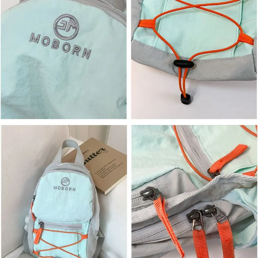 Zaino da esterno con coulisse in stile coreano Zaino sportivo in nylon da viaggio in tinta unita Borsa a tracolla da escursionismo impermeabile da donna