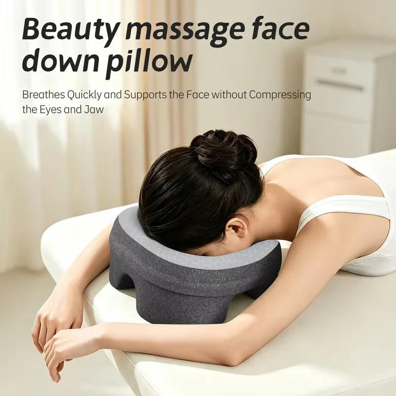 Memory Foam Face Down Massage Pillow Ergonomic Beauty Salon SPA Bed Headrest No Pressure on Eyes Jaw Breathable Facial Rest Pill