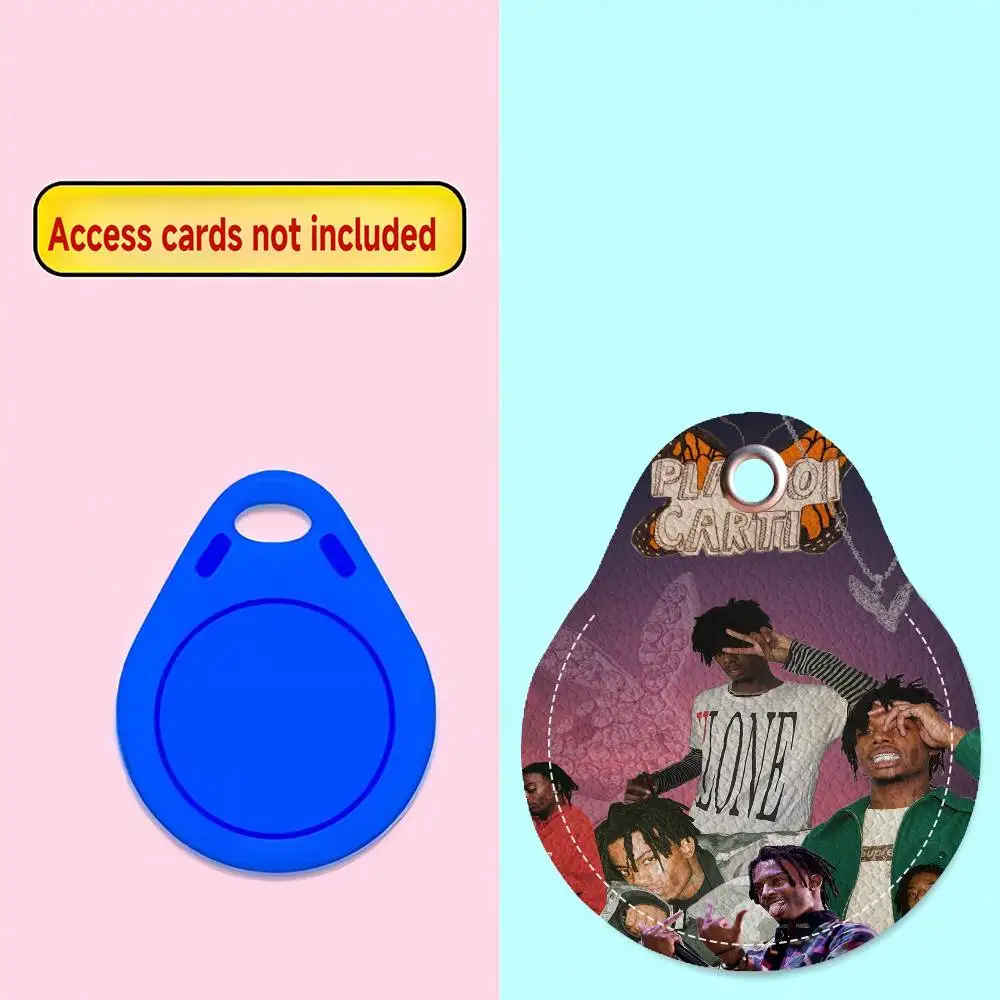 Rapper Playboi Carti PU Card Holder Keychain Key Ring Door Lock Access Tags Card Case Keychain Access Card Key Tag Ring