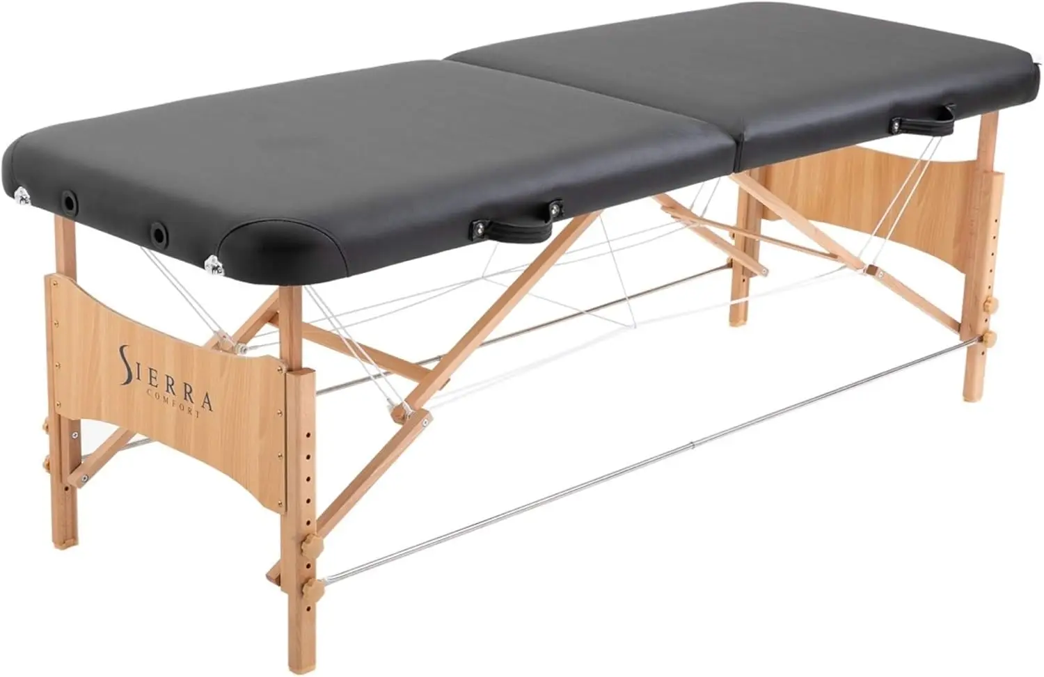 Basic Portable Massage Table, Black，2” High Density Foam Deck / Water & Oil Resistant PU Leather Upholstery