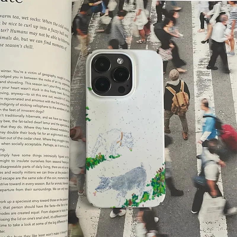 

INS Abstract Cartoon of Two Puppies Case for IPhone 16E 15 14 13 Pro Max 12 Mini 11 Pro 16 Plus XR Shockproof Ultra Thin Cover