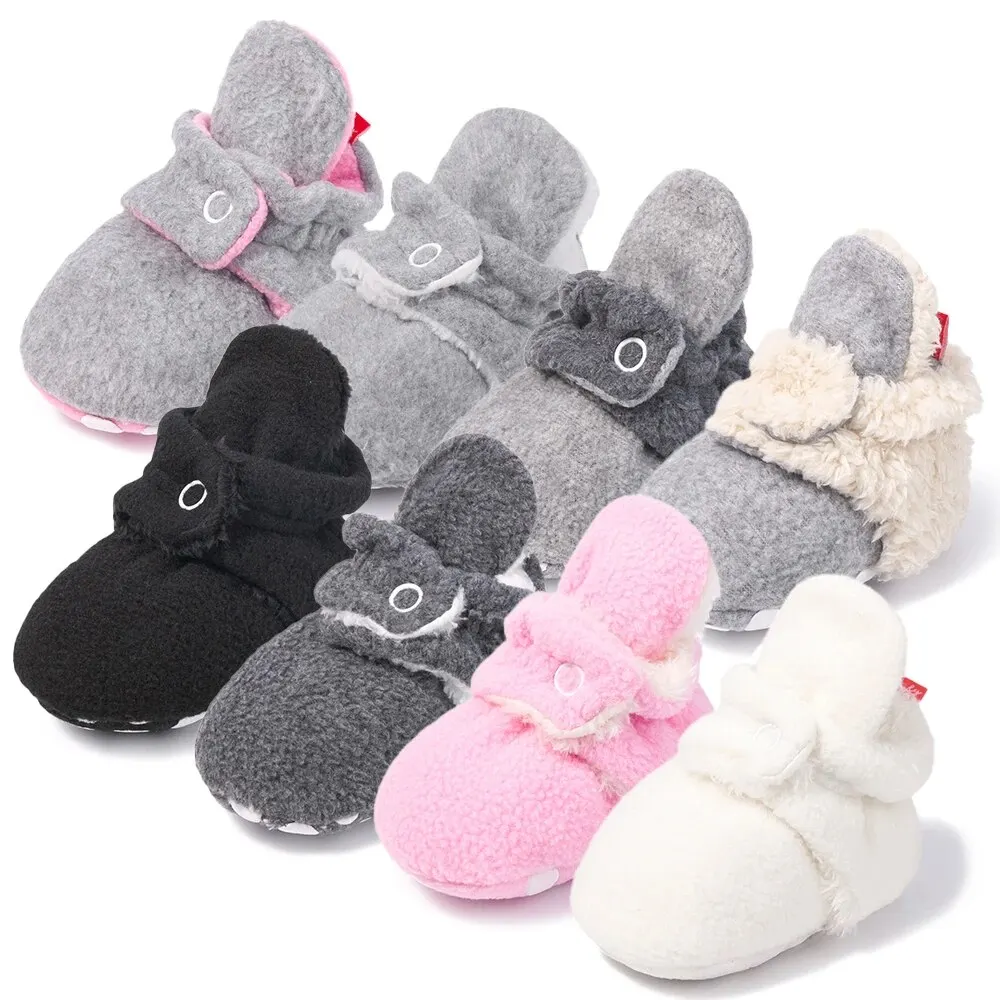 

Meckior Baby Socks Shoe Winter Baby Boy Girl Booties Soft Toddler First Walkers Anti-slip Warm Fluff Infant Crib Shoes Socks