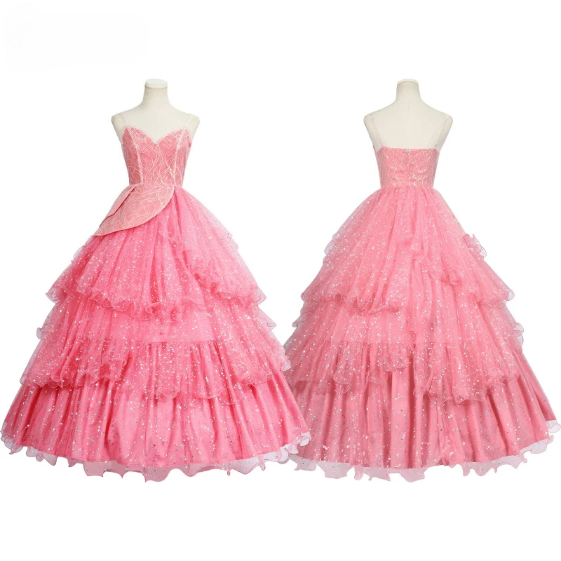 أزياء Glinda Wicked التأثيرية للنساء البالغات فستان وردي لعب الأدوار الخيالية بدلة الهالوين وأعياد الميلاد