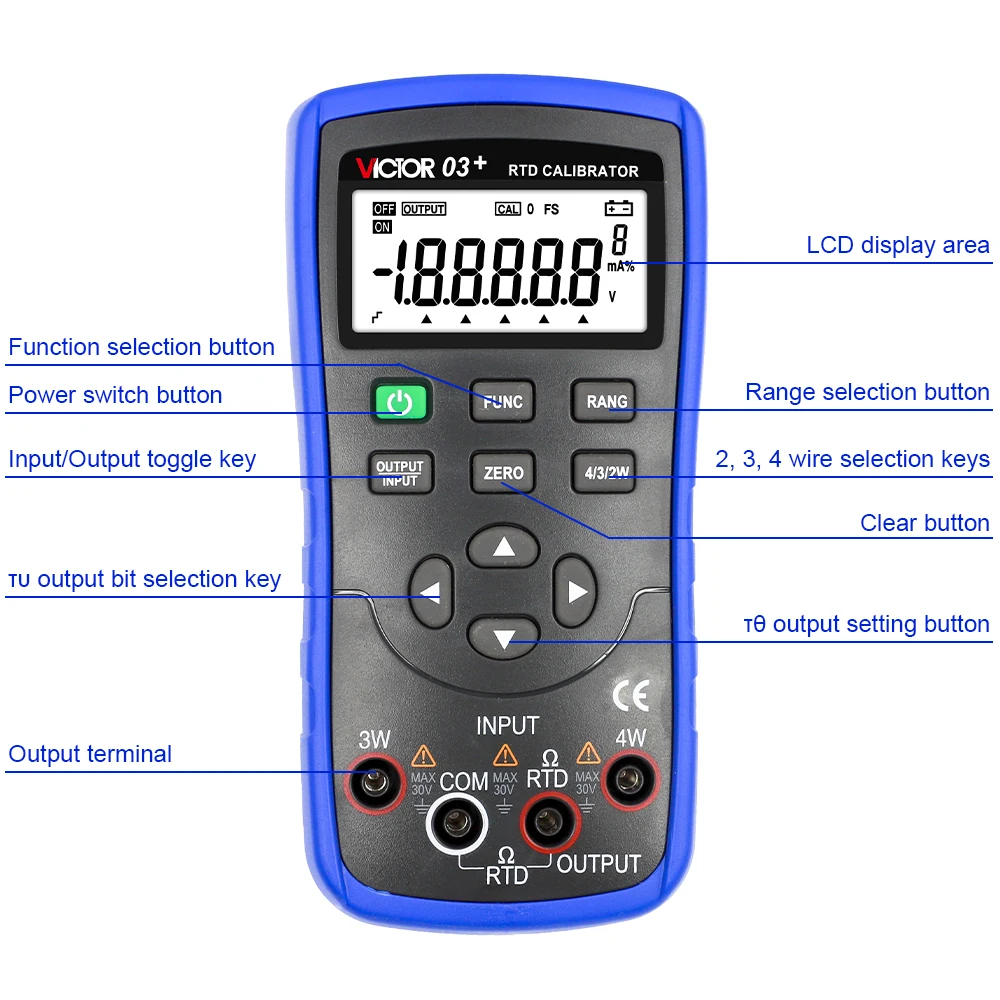 Calibateur de résistance analogique thermique portable de haute précision Victor 03 + RTD, mesure numérique automatique, facile à utiliser