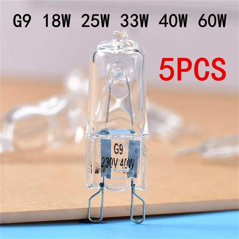 1/5 قطعة G9 230 فولت 18 واط 25 واط 33 واط 40 واط 60 واط كريستال مصباح مصباح هالوجين ايكو الهالوجين مصابيح كهربائية كبسولة LED مصباح لمبات إدراج الخرز