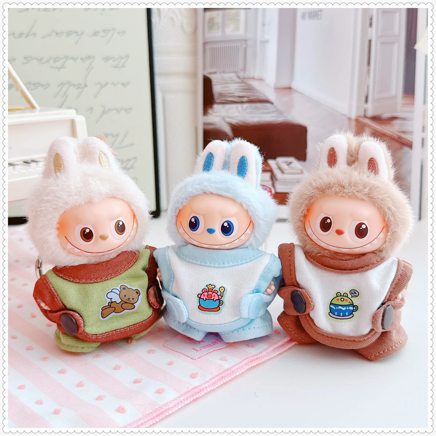 

For 10cm Labubu Clothing baby coverall Crawling clothes Labubu Plush Dolls 4.0 Designer Diy outfit Toy Decoration Accessories
