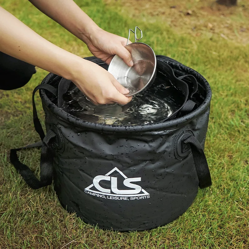 1 PC 30l Outdoor Folding Fishing Bucket Portable Drain Basket Telescopic Dishwashing Bucket For Camping Bbq Hiking