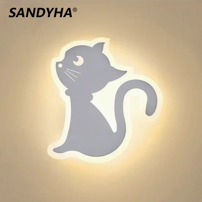 

Modern Cartoon Wall Light White Cat Design Home Decor Lights Dining Table Bedroom Hallway Bedside Children Living Room LED Lamp