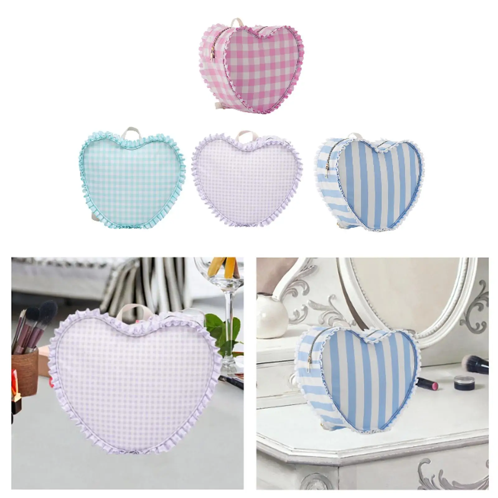 

Heart Shaped Makeup Bag Backpack Cute with Handle Travel Makeup Organizer for Her Women Girls Valentine Day Gift Birthday Gifts