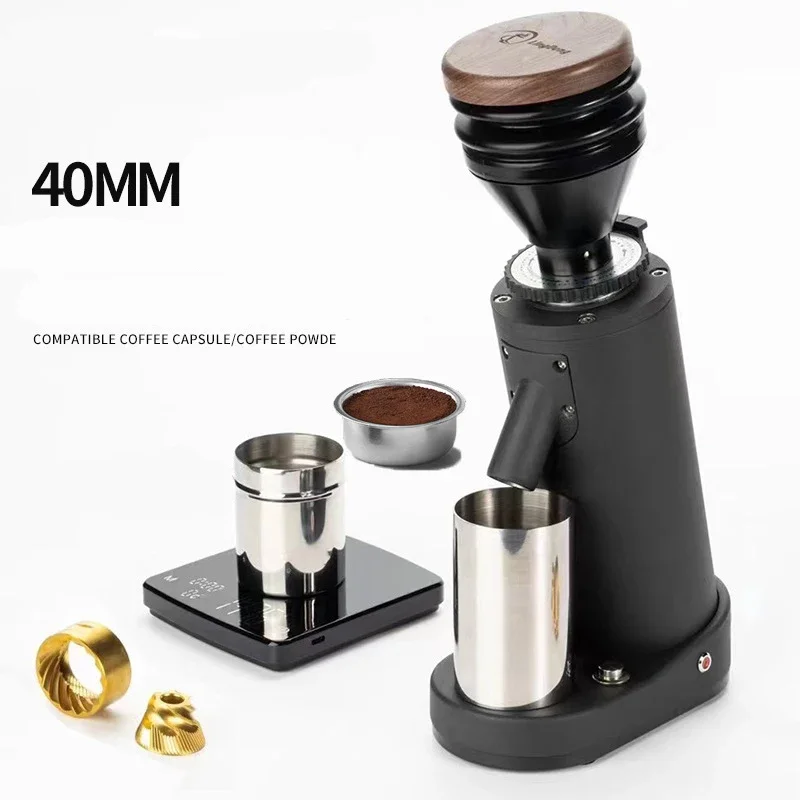 

19 Gears Electric Coffee Grinder Grinder Machine 40MM Titanium Burr Metal Bean Hopper 80g Conical Burr Coffee Bean Miller