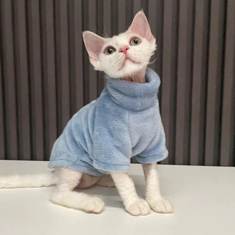 Fashion Winter Soft Warm Cat Clothing Comfort Thickened Cat Clothes for Sphynx Cat Clothes Hairless Cat Kitten Outfits Clothes