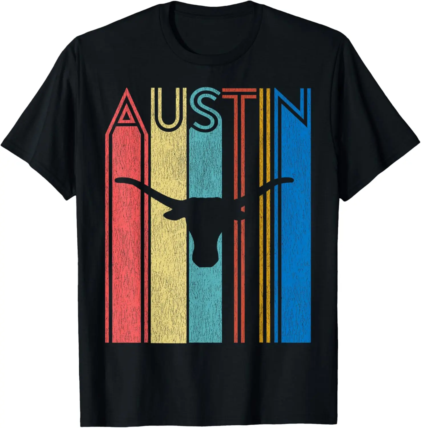 

Винтажная техасская футболка с силуэтом черепа в стиле ретро Austin Longhorn