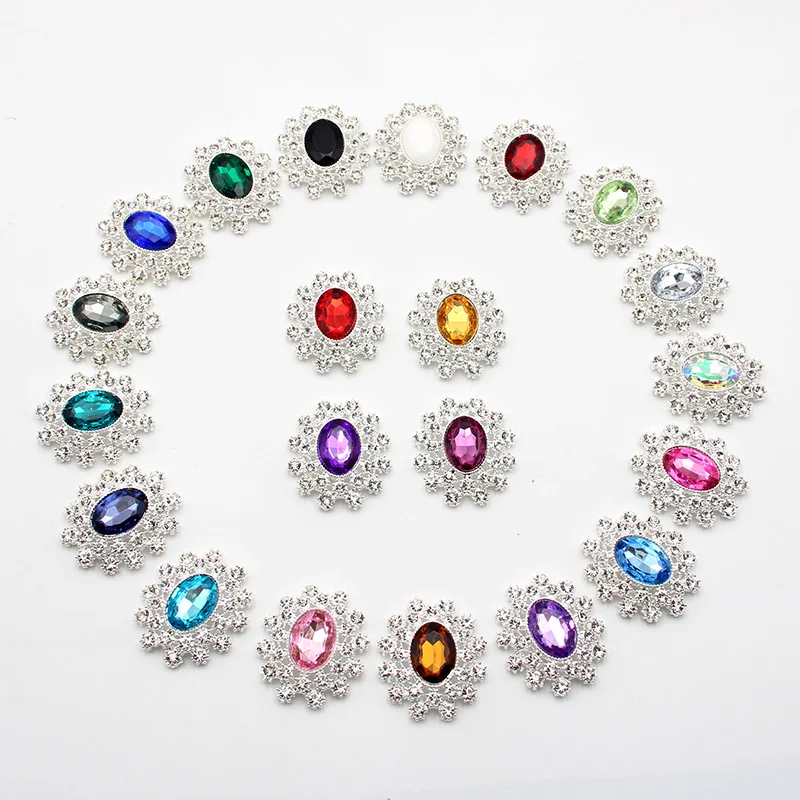 装飾的なラインストーン,25x28mm,ガラス,長方形,フラットボタン,ウェディングドレス用,ヘアアクセサリー,10個。