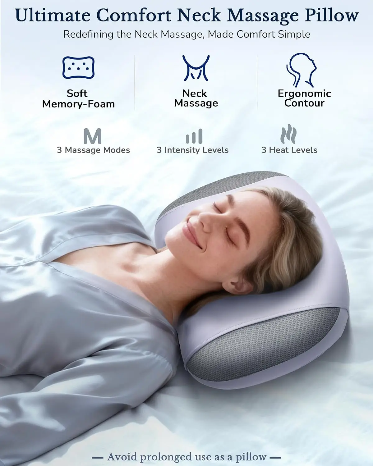Neck & Shoulder Massager Premium Fabric Ergonomic Standard Size, Pain relief, Massage, Shiatsu for All Season Use, Neutral Grey