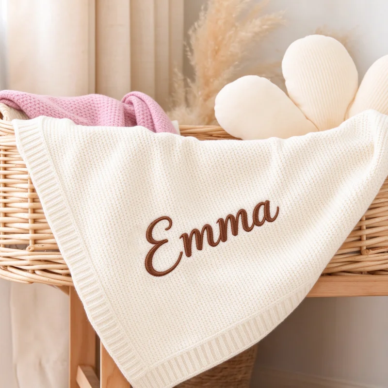 Aliexpress 100% Cotton Knit Baby Blanket Personalized Name Soft Breathable Infant Swaddle Blanket Custom Newborn Receiving Blanket Gift - Aliexpress Deal
