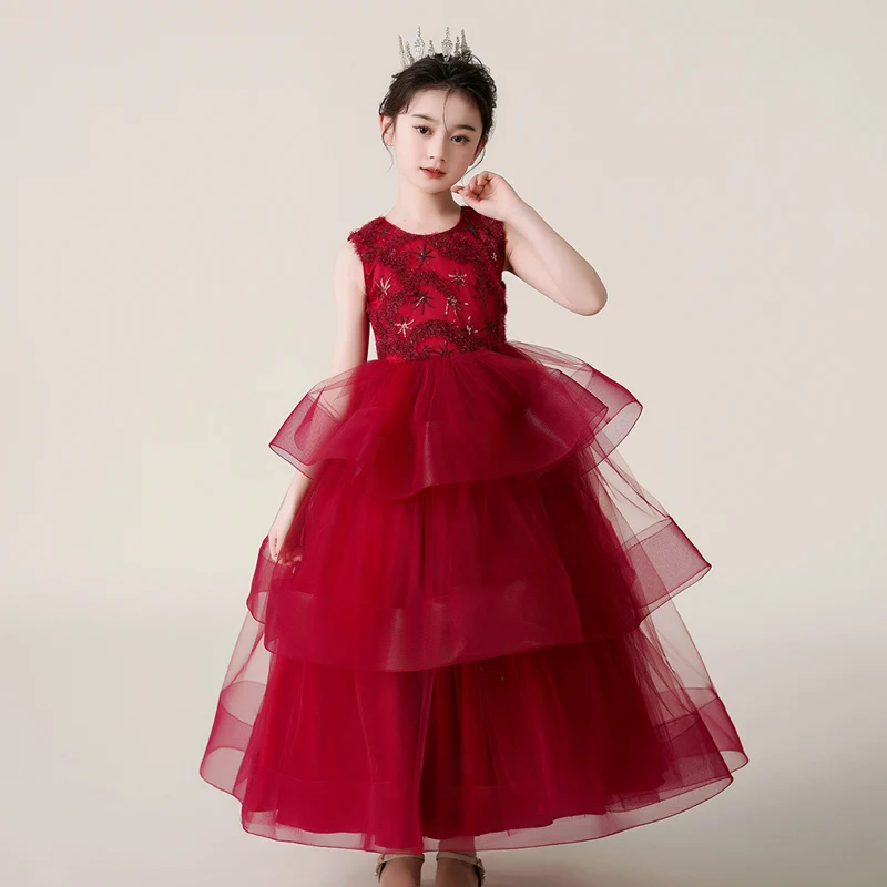 

Girl Evening dress Heavy elegant Princess dinner dress piano performance host Flower girl Christmas Element 1309