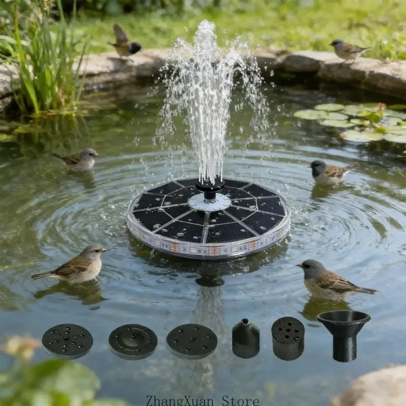 DIY-Solarwasserpumpen für Garten, Teich, Pool, solarbetriebene Springbrunnenpumpen mit 6 Düsen, Gartendekoration, 3 x – Detail 7