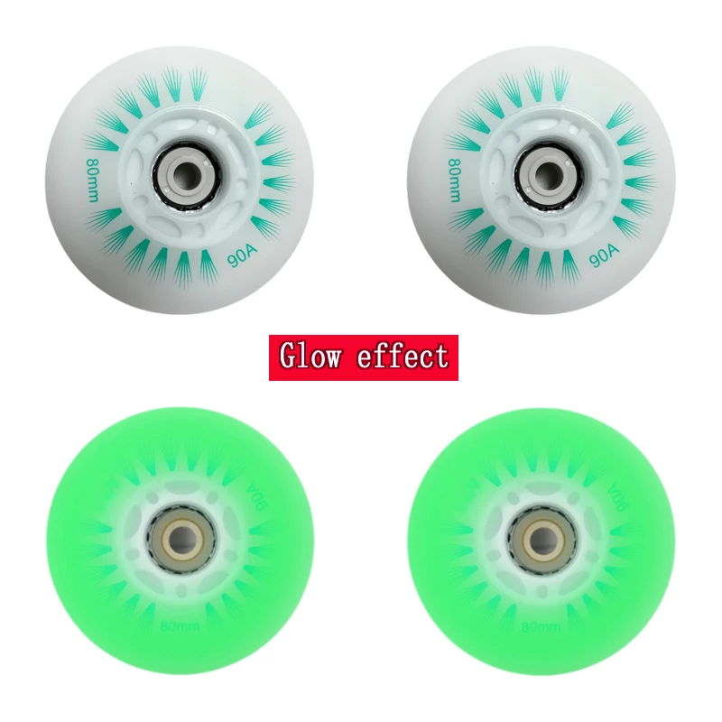 4pcs luminous wheels LED flashing wheels suitable for inline skating shoes 64mm 68mm 72mm 76mm 80mm 90A hardness PU material