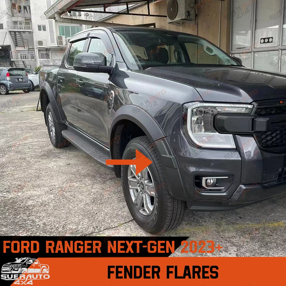 5”Fender Flares Wheel Arch For Ford Ranger Next Gen T9 2023 2024 2025 Double Cab No Sensor Hole Matte Black Off-Road Body Kit