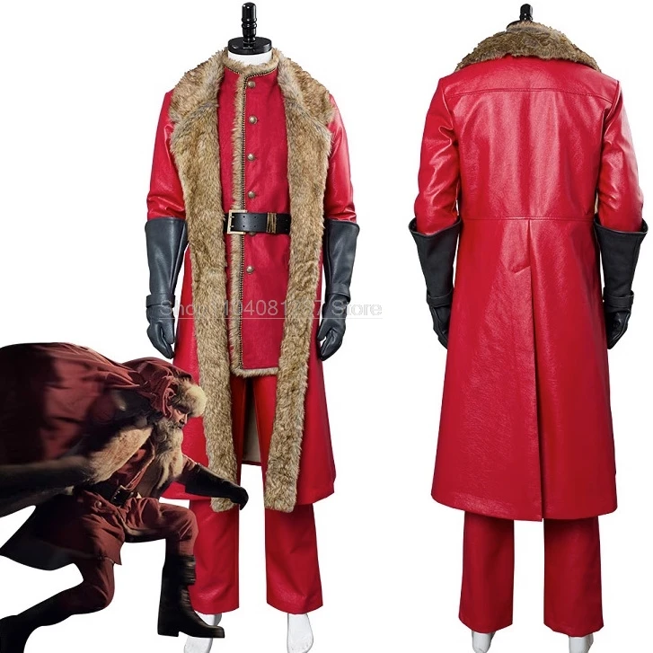 Kurt Russell Christmas Cosplay Costume Movie Christmas Chronicles Red Full Set Leather Suit Gloves Man Holloween Party Roleplay