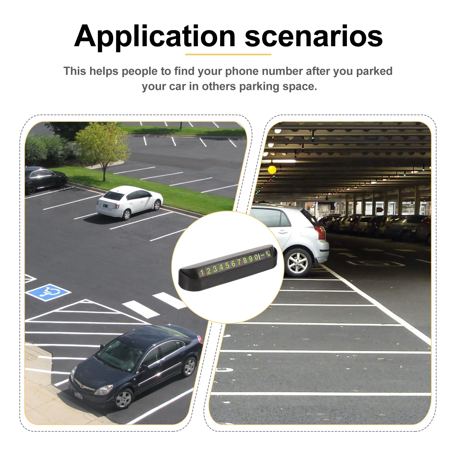 

ABS Black Temporary Parking Sign Phone Number Display Vehicle-Mounted Parking Plate Number Board for Windshield