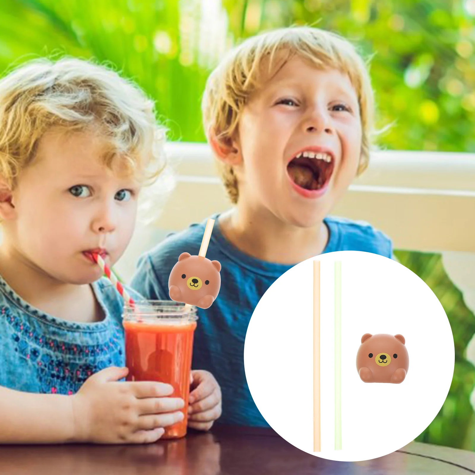 

1Set Animal Sounding Straw Cartoon Drinking Aid Baby Water Straw Smooth Reusable Attractive Sound for Easier Drinking