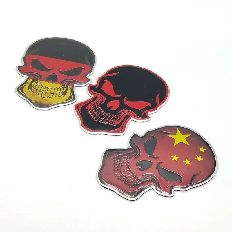 Metal Skull Flag Car Body Side Emblem Trunk Badge Sticker for Subaru Chevrolet Mercedes Benz Ford Mazda Land Rover Honda Toyota