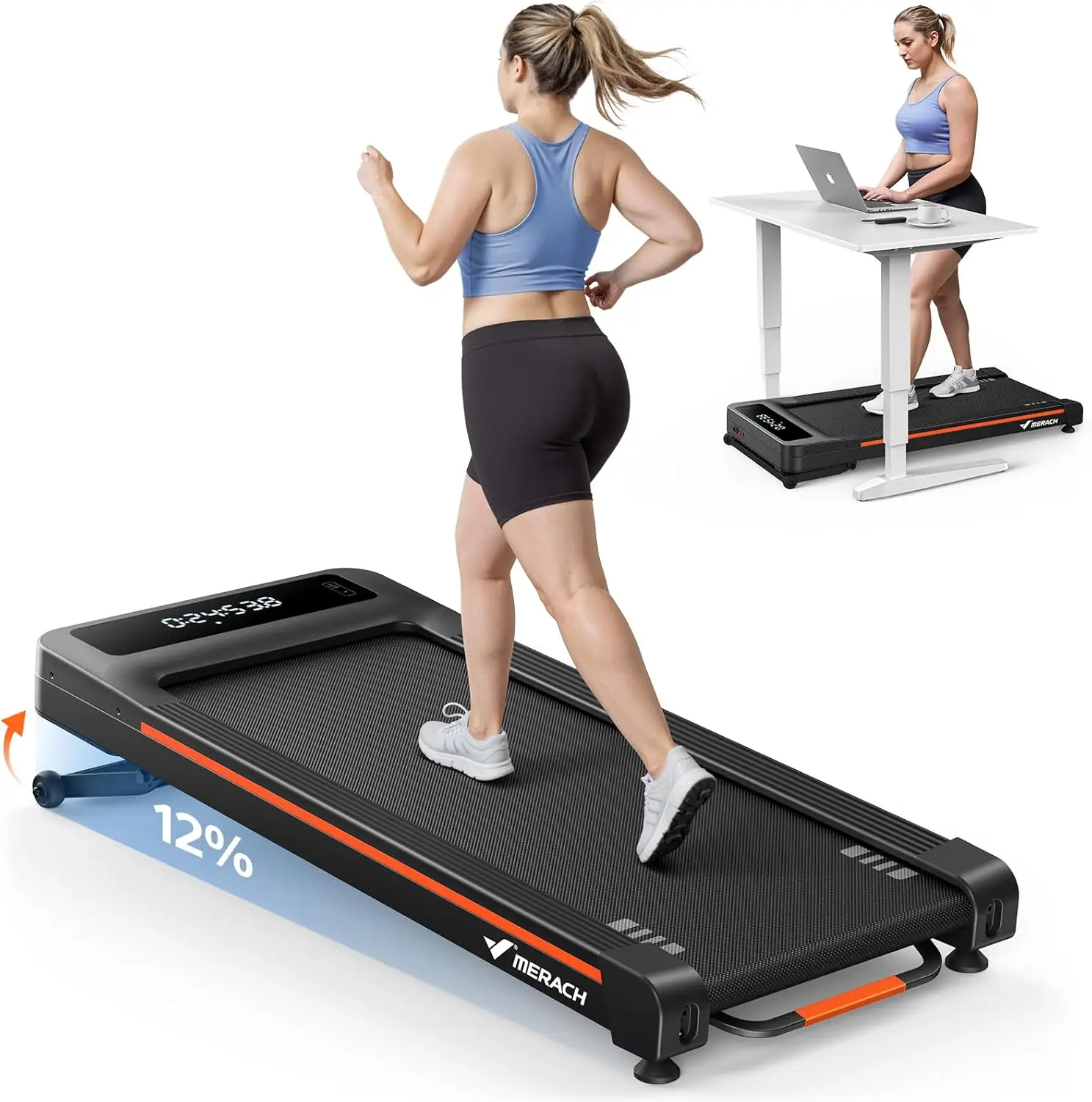 

W50 Walking Pad Treadmills for Home, 12% Auto Incline, 400lbs Capacity, 3.5HP Super Quiet Brushless, 16.5"x41.3" Spacious Runnin