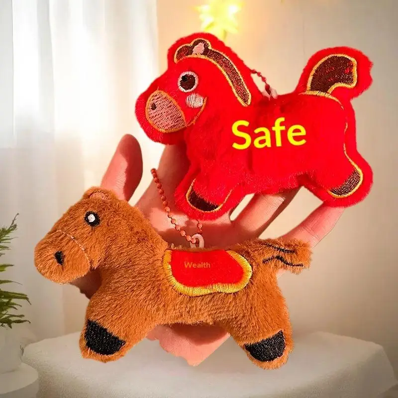 Urocza maskotka z okazji Roku Konia, pluszowa lalka, breloczek, zawieszka do torby, chiński Nowy Rok, błogosławieństwo, pamiątka, prezent.