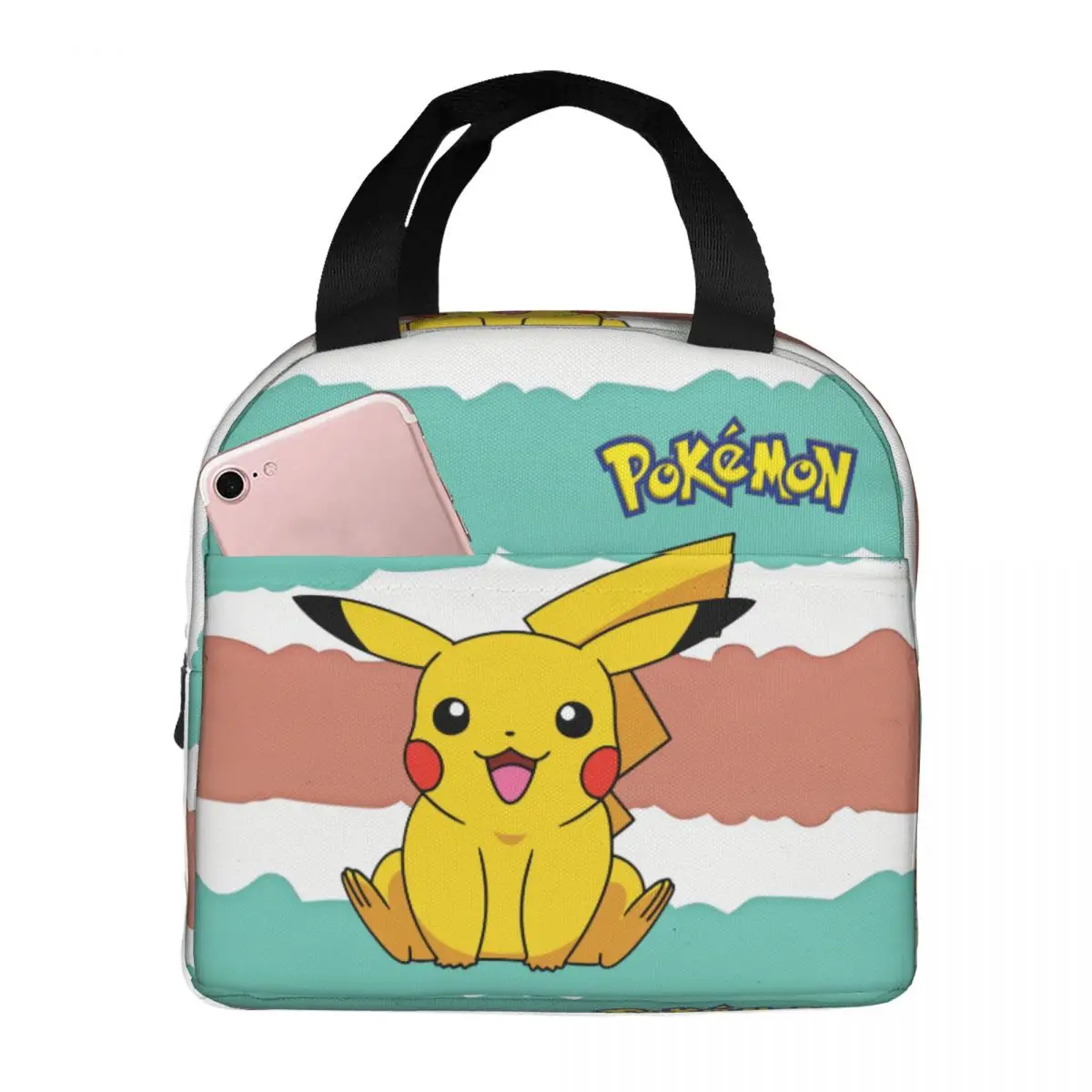 Zipper Closure Ladies Pikachu Bento Box Portable Popular Anime Picnic Outdoor Ice Bag