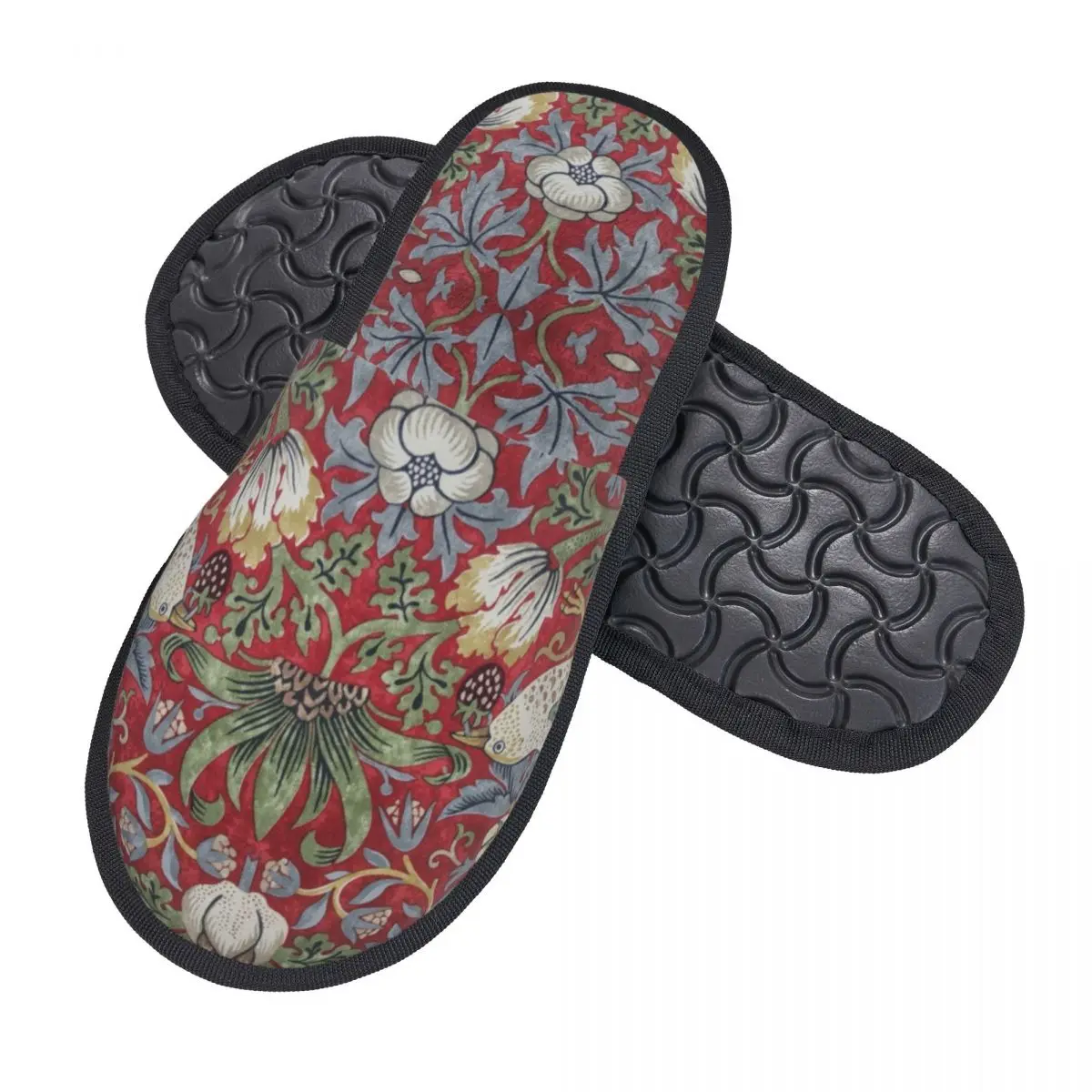 Custom Strawberry Thief By William Morris House Slippers Soft Memory Foam Vintage Bohochic Floral Slip On Bedroom Slipper Shoes