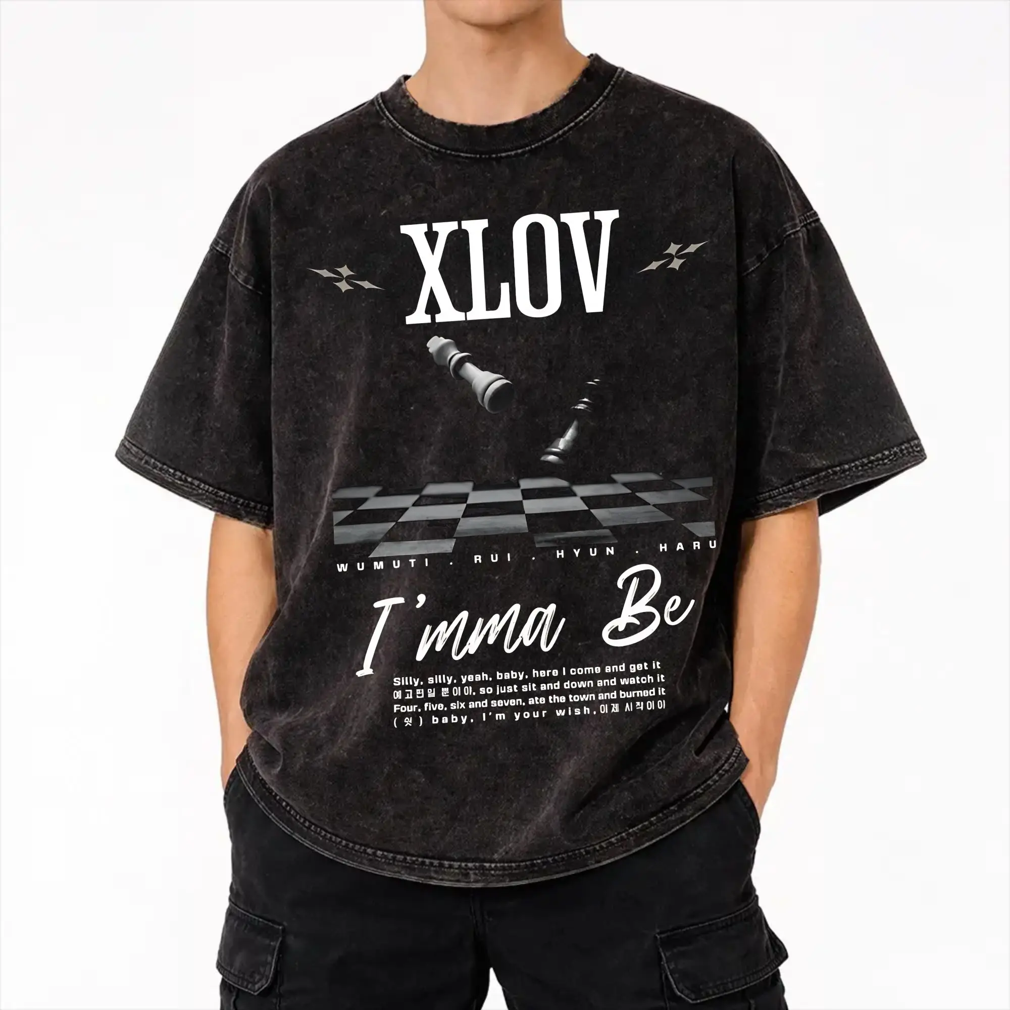  XLOV UXLXVE Members Apparel Washed T Shirts Men Women Streetwear Hip Hop T-Shirts Graphic Printed  Tee Shirt Cotton